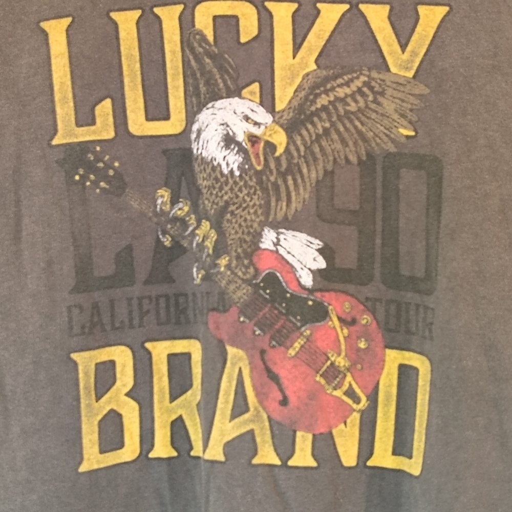 LUCKY Brand Men's Eagle Guitar Graphic T-Shirt  Size Large - Gray/Black